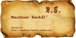 Mauthner Benkő névjegykártya